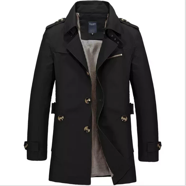 men's trench coat winter windproof double-layer turn-down and warm