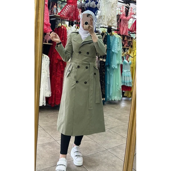 linen midi trenchcoat