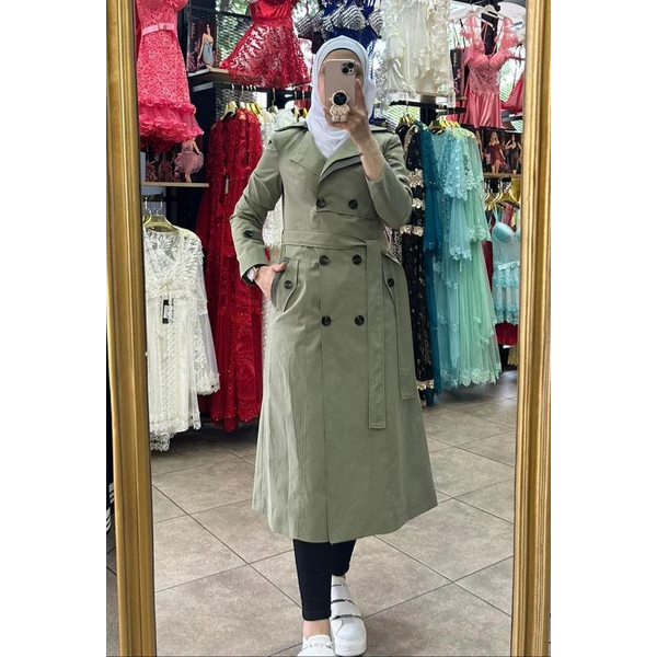 linen midi trenchcoat