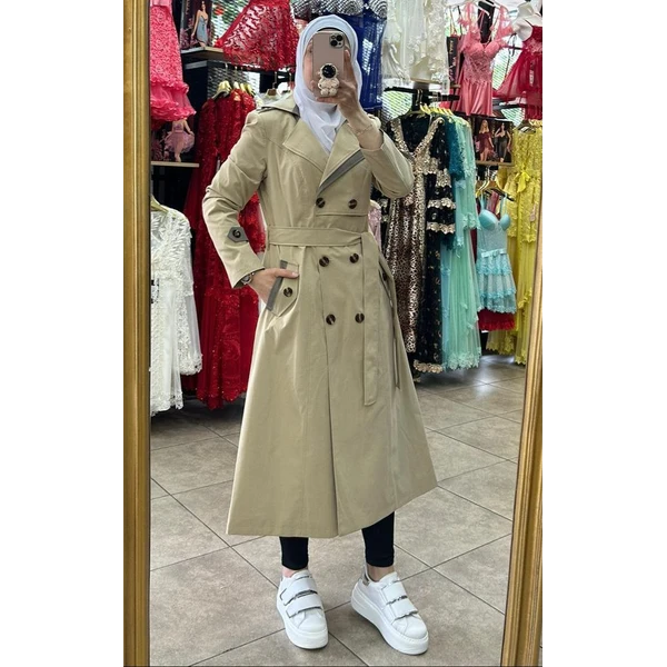 linen midi trenchcoat