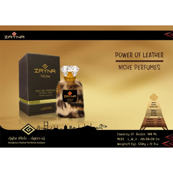 zayna power of leather 100 ml niş parfüm