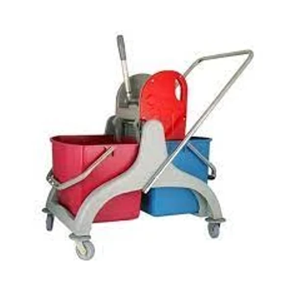double bucket plastic cleaning trolley set with plastic standard press