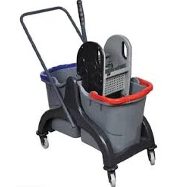 double bucket plastic cleaning trolley set with plastic standard press