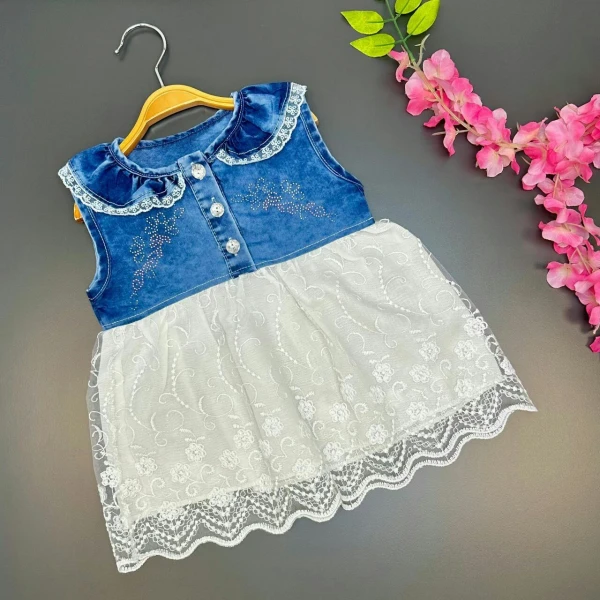 girl's top jeans bottom pink lace summer dress