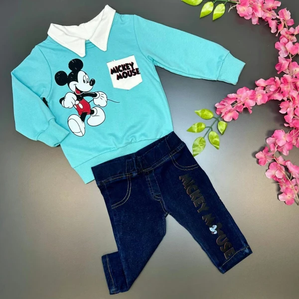 mouse print boys shorts set