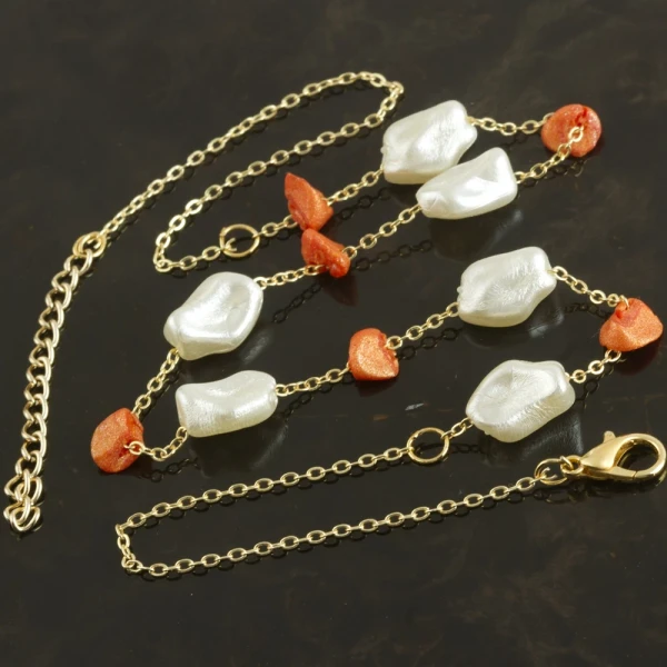 stone and pearl enamel necklace