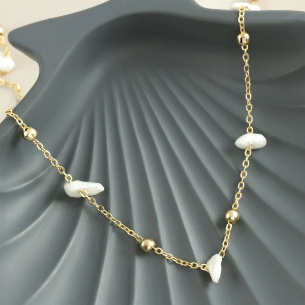 natural stone look enamel chain necklace