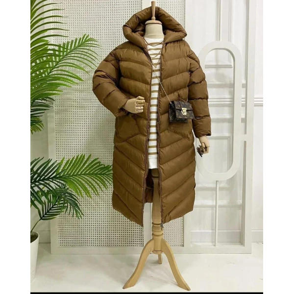 long inflatable coat tan