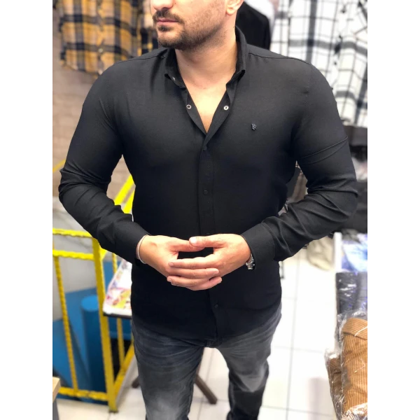 çıtçıtlı sofya keten gömlek