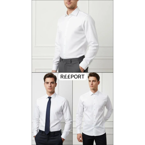 plain white & black men's shirt