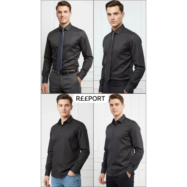 plain white & black men's shirt