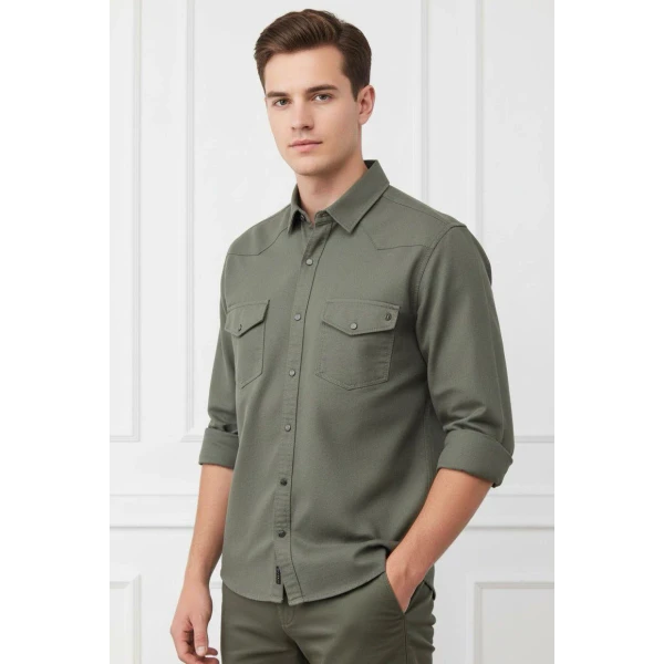 gabardine checked men's shirt