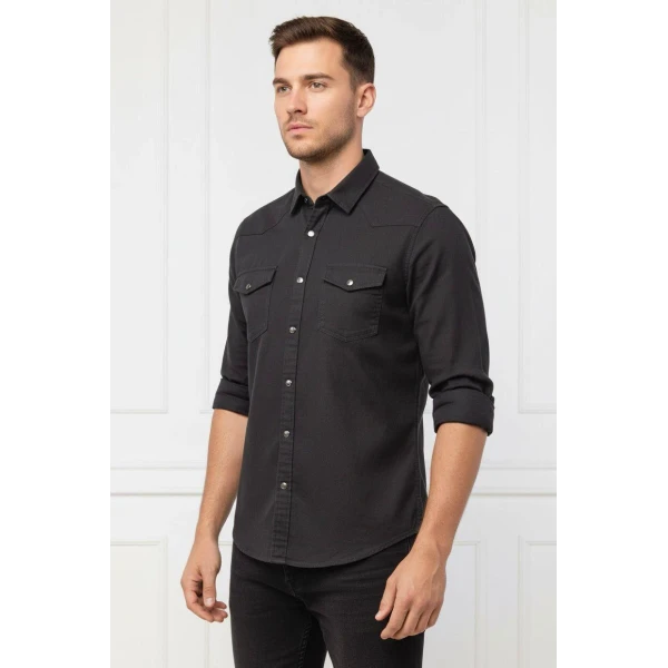 gabardine checked men's shirt