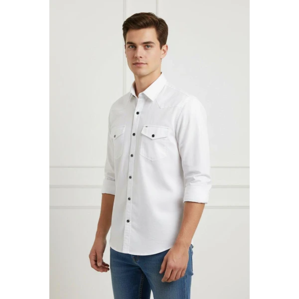 gabardine checked men's shirt