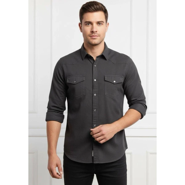 gabardine checked men's shirt