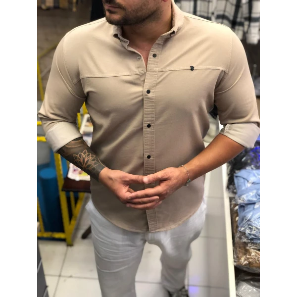 gabardin cepsiz erkek gömlek