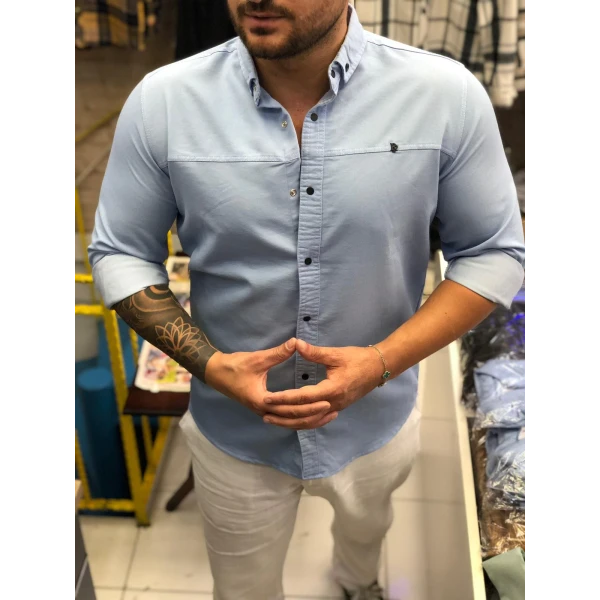 gabardin cepsiz erkek gömlek