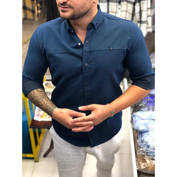 gabardin cepsiz erkek gömlek