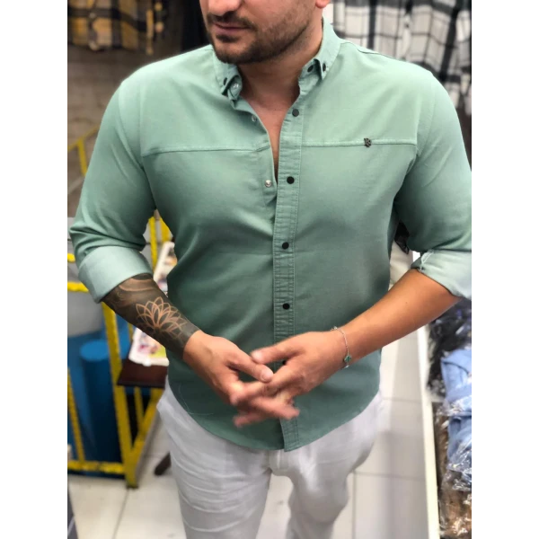 gabardin cepsiz erkek gömlek