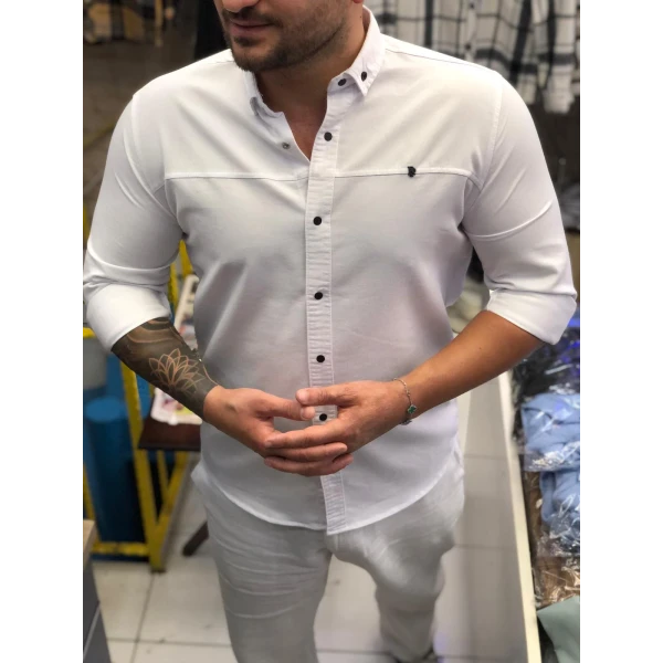 gabardin cepsiz erkek gömlek