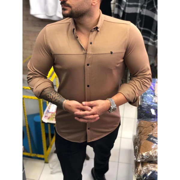 striped knit dobby shirt for men