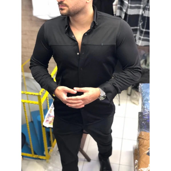 striped knit dobby shirt for men