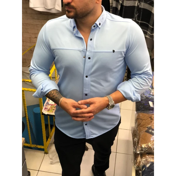 striped knit dobby shirt for men