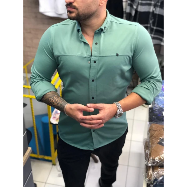 striped knit dobby shirt for men