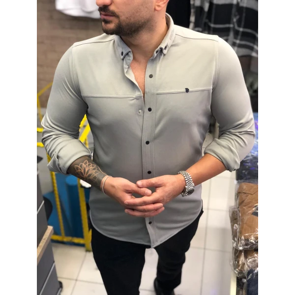 striped knit dobby shirt for men