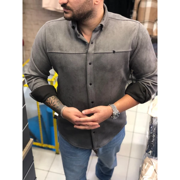 suede men's shirt