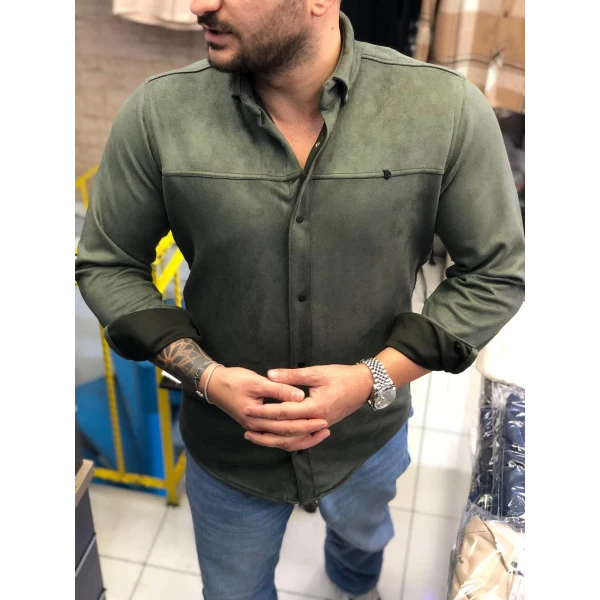 suede men's shirt