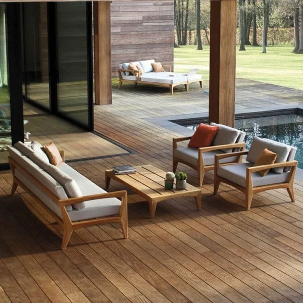 مجموعة كنب خشبي التصاميم الحديثة غرفة المعيشة أريكة