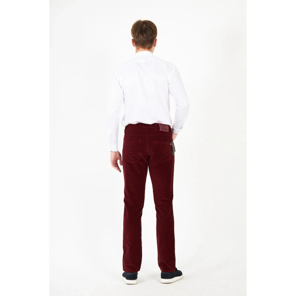 daniel voi men's velvet claret red trousers regular fit
