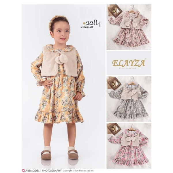 6-7-8-9 age flowered gi̇rl dress wi̇th bolero for autumn and wi̇nter