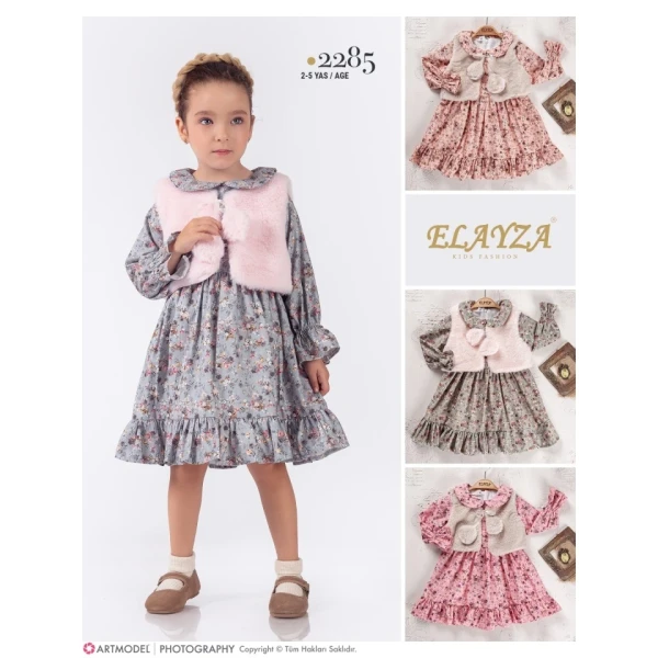 2-3-4-5 age flowered gi̇rl dress wi̇th bolero for autumn and wi̇nter