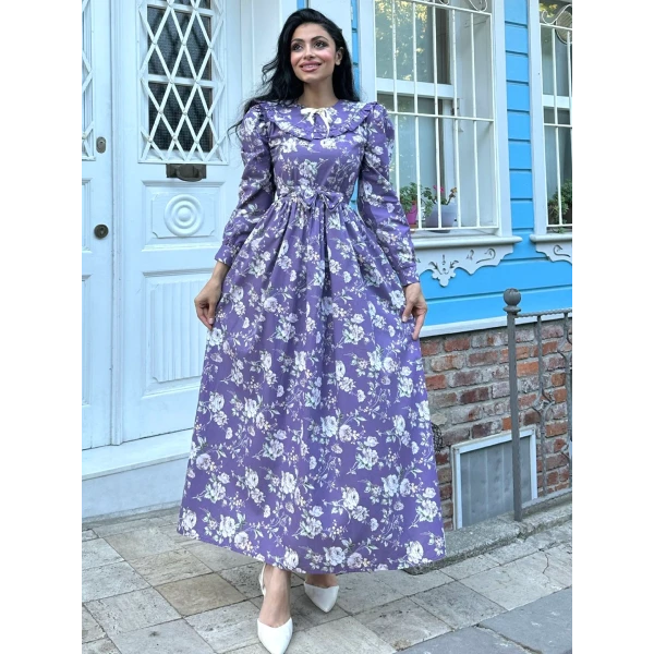 collared purple dress